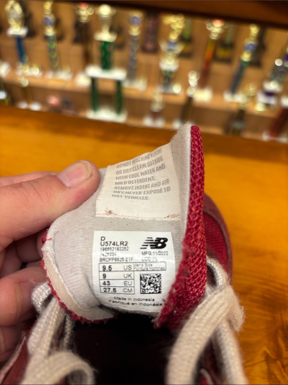 Men’s New Balance Burgundy & Gray 574 Running Sneakers - Picture 7 of 10